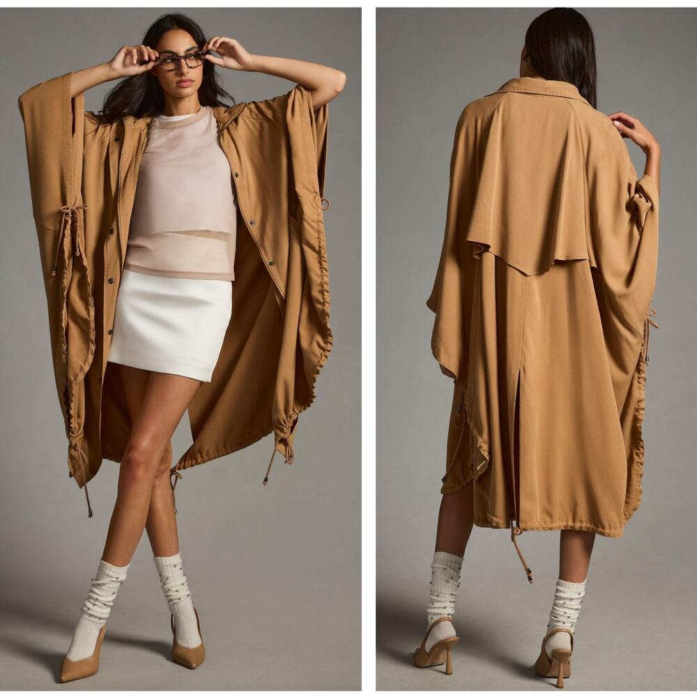 ANTHROPOLOGIE x PILCRO Khaki Utility Trench Jacket Tan One Size NWT {3B25} - Picture 2 of 3